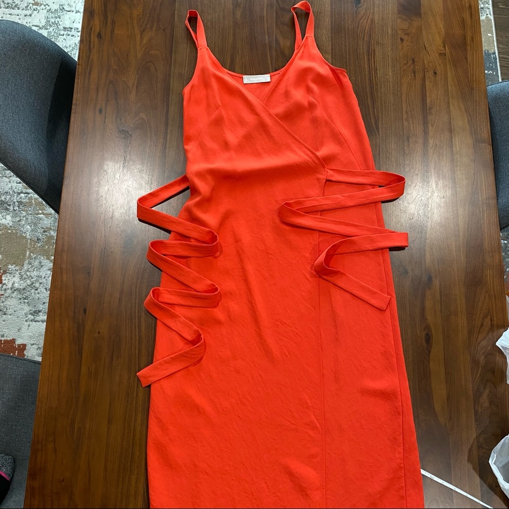 Everlane | Japanese GoWeave Tank Wrap Dress | Orange-Red | Summer Midi Wrap